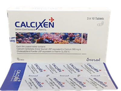 Calcixen 500mg+200IU Tablet