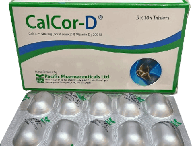 Calcor-D 500mg+200IU Tablet