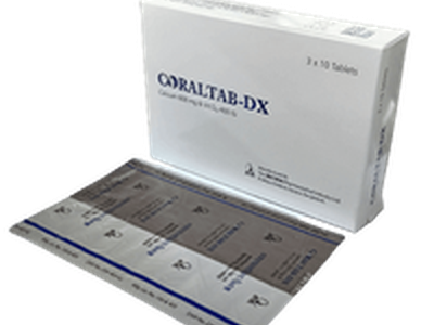 Coraltab-DX 600mg+400IU Tablet