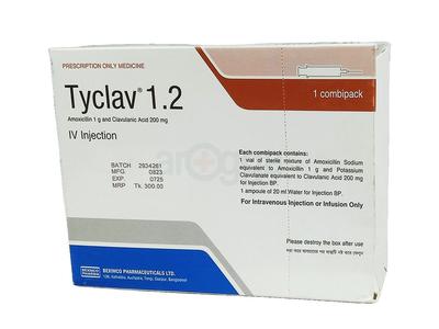 Tyclav 1.2 (1gm+200mg)/20ml Injection
